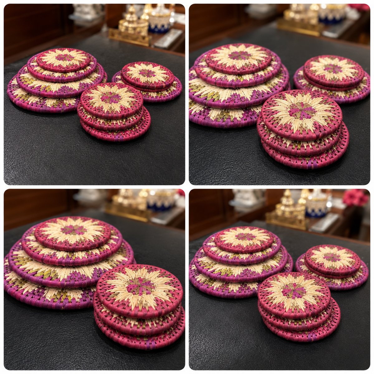 Round shaped Coasters Set with stand