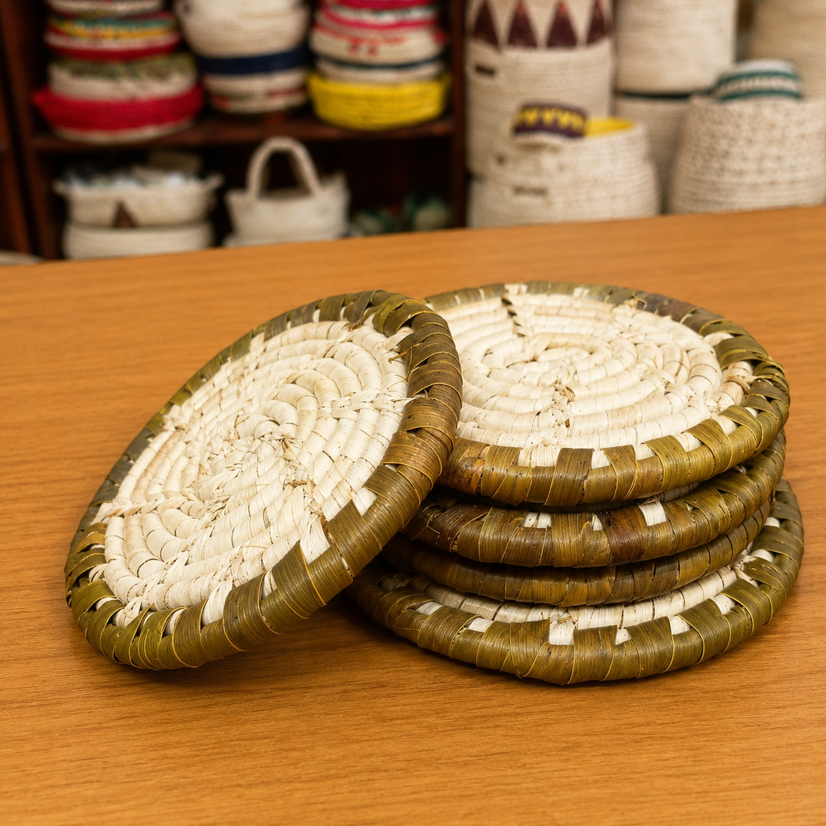 Round shaped Coasters Set with stand